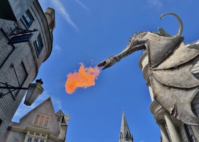 Dragão com fogo em Harry Potter na Universal Orlando